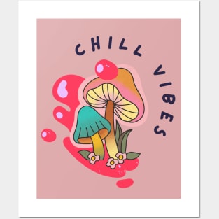 Chill Vibes Mushroom T-shirt Mug Coffee Mug Apparel Hoodie Sticker Gift T-Shirt Posters and Art